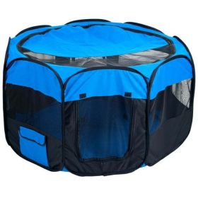 Pop Up Dog Playpen, Blue/Black, 42"L x 42"W x 25"H