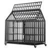 Heavy Duty Dog Cage pet Crate with Roof & window on roof