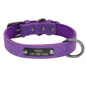 Engraved Lettering On The Neck Ring Of Dogs And Cats To Prevent Loss (Option: Purple-S)