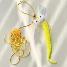 Cat Toys Simulated Caterpillar Cute Toys Funny Self-hey Interactive Toy Rope Grabbing Mouse Telescopic Hanging Cat Pet Supplies (Color: Yellow)