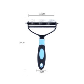 Dog And Cat Dual Purpose Combs For Removing Floating Hair And Dead Knots (Option: Blue-L)