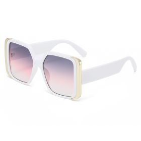 New cross-border fashion big frame retro square sunglasses women's personality outdoor sports street photography men's sunglasses (colour: White frame tricolor slice)