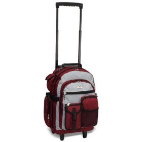 Unisex Deluxe Backpack On Wheels 13.5"x 18.5"x 7" (actual_color: burgundy/gray/black)