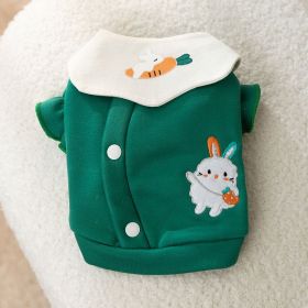 Dog Carrot Rabbit Lapel Sweater Thin Clothes (Option: Green Bunny-L)