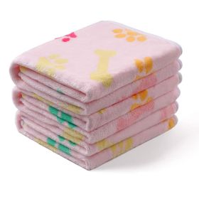 Pet Blanket Dog Cat Pad Warm Blanket Confetti Bone Dog's Paw Blanket (Option: Pink-76*104CM)