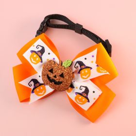 Pet Cat Dog Pumpkin Bow Tie Big Bell Decorations (Option: Orange-M28to43cm)