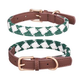 Soft Woven Prismatic Plaid Dog Collar (Option: Green-M)