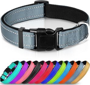 Adjustable Reflective Nylon Webbing Dog Collar (Option: Gray-L)